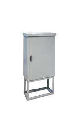 model of metal electric control box isolated on white background
