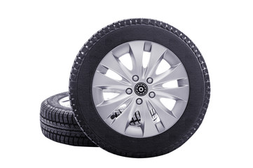 Obraz premium automotive tires on a white background