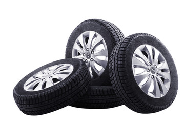 Obraz na płótnie Canvas automotive tires on a white background