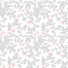 Dogs and birds, seamless pattern. Vector background.