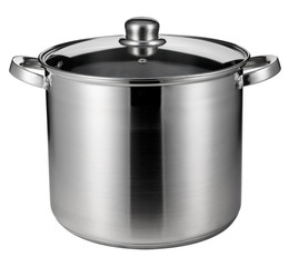 Stainless steel pot isolated on white