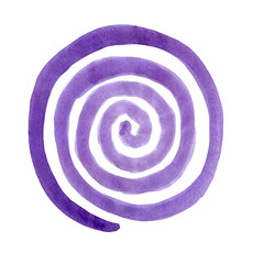 
Spiral in a circle drawn by the brush painted violet paint