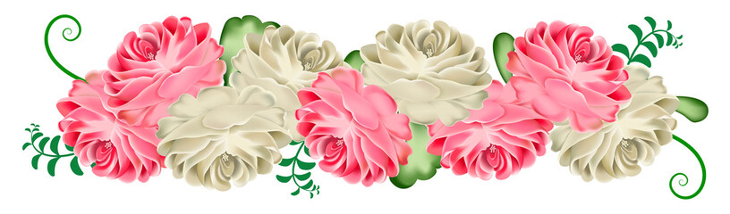 Folk tea roses garland © kseniyaomega