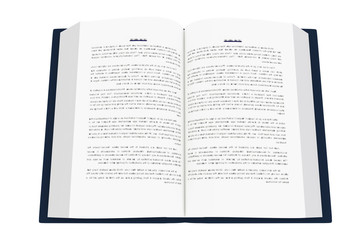 3D rendering of an open book on white background