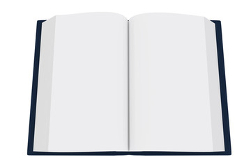 3D rendering of an open book on white background