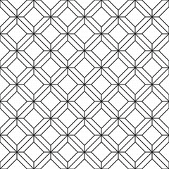 Fototapeta premium Rhombic ornament. Thin black line seamless vector pattern