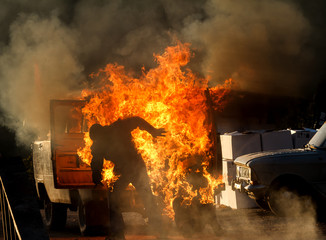 car explosion on a show