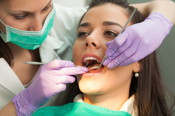 Patient and dentist in the dental practice