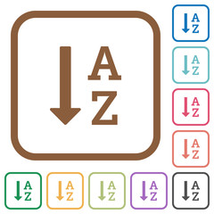 Alphabetically ascending ordered list rounded square flat icons simple icons