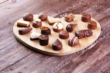 a lot of variety chocolate pralines