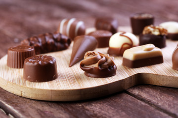 a lot of variety chocolate pralines