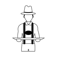 man with traditional bavarian costume german culture icon image vector illustration design 