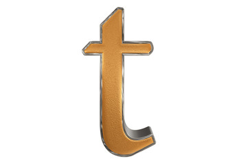 Lowercase letter T, isolated on white, with clipping path, 3D illustration