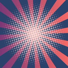 Abstract creative concept vector comic pop art style blank, layout template with clouds beams and isolated dots pattern on background. For sale banner, empty bubble, illustration halftone book design