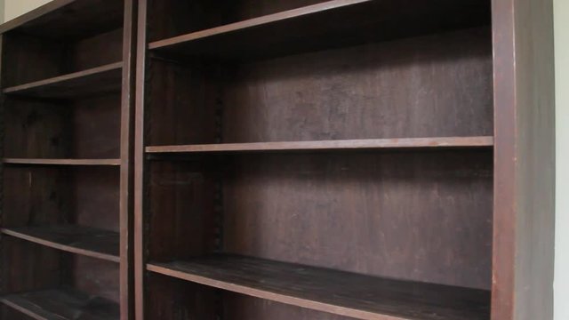 Empty Old Wooden Book Shelves.