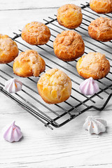 profiteroles dessert with cream