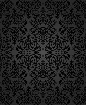 Damask dark classic pattern. Seamless abstract background with repeating elements