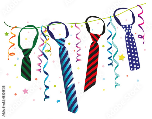 "Karneval, Weiberfastnacht. Girlande mit Krawatten, Luftschlangen und Konfetti." Stock image and ...