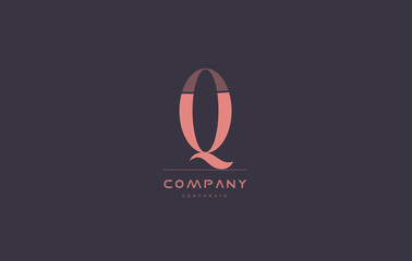 q pink vintage retro letter company logo icon design
