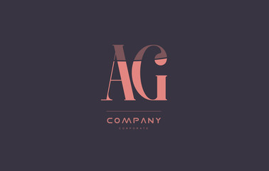 Fototapeta na wymiar ag a g pink vintage retro letter company logo icon design