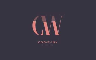 cw c w pink vintage retro letter company logo icon design