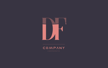 Fototapeta na wymiar df d f pink vintage retro letter company logo icon design