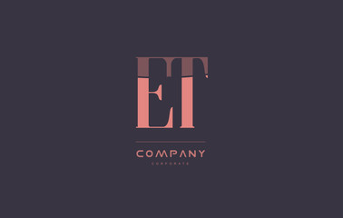 et e t pink vintage retro letter company logo icon design