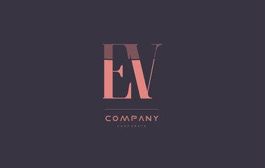 ev e v pink vintage retro letter company logo icon design