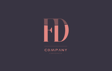 fd f d pink vintage retro letter company logo icon design