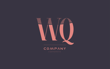 wq w q pink vintage retro letter company logo icon design
