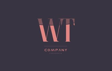 wt w t pink vintage retro letter company logo icon design