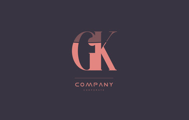 gk g k pink vintage retro letter company logo icon design