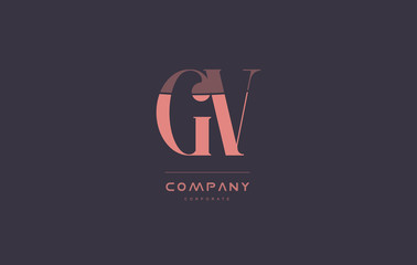 Fototapeta na wymiar gv g v pink vintage retro letter company logo icon design