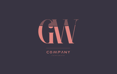 Fototapeta na wymiar gw g w pink vintage retro letter company logo icon design