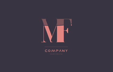 mf m f pink vintage retro letter company logo icon design