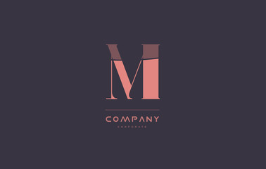 mi m i pink vintage retro letter company logo icon design