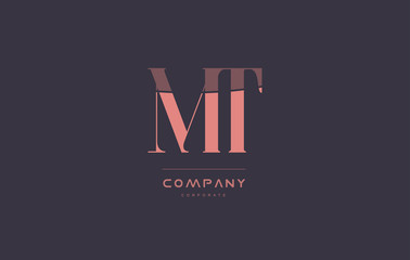 mt m t pink vintage retro letter company logo icon design - obrazy, fototapety, plakaty