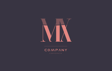 mx m x pink vintage retro letter company logo icon design