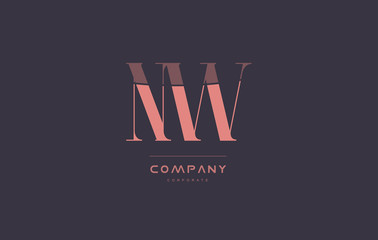 nw n w pink vintage retro letter company logo icon design