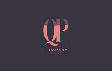 qp q p pink vintage retro letter company logo icon design