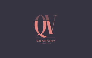 Fototapeta na wymiar qv q v pink vintage retro letter company logo icon design