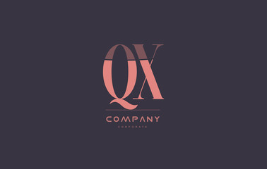 qx q x pink vintage retro letter company logo icon design