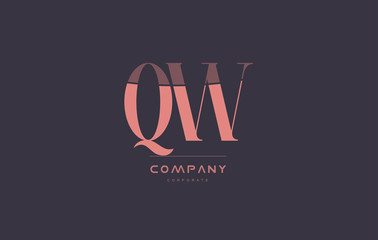 qw q w pink vintage retro letter company logo icon design