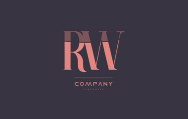 rw r w pink vintage retro letter company logo icon design