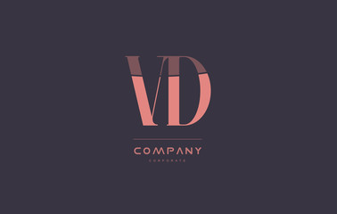 vd v d pink vintage retro letter company logo icon design