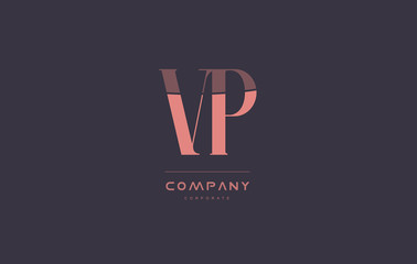 vp v p pink vintage retro letter company logo icon design