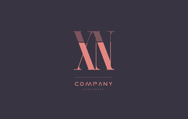 xn x n pink vintage retro letter company logo icon design