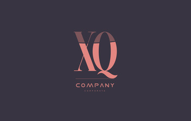 xq x q pink vintage retro letter company logo icon design