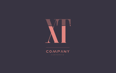 xt x t pink vintage retro letter company logo icon design