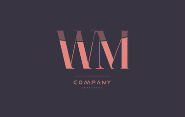 Fototapeta na wymiar wm w m pink vintage retro letter company logo icon design